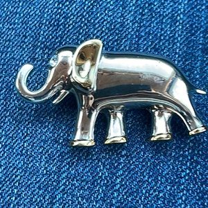 AAI Vintage Elephant Brooch. Combination of Goldtone and Silvertone